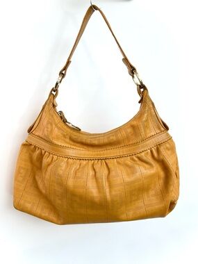 Authentic FENDI yellow perforated leather chef hobo